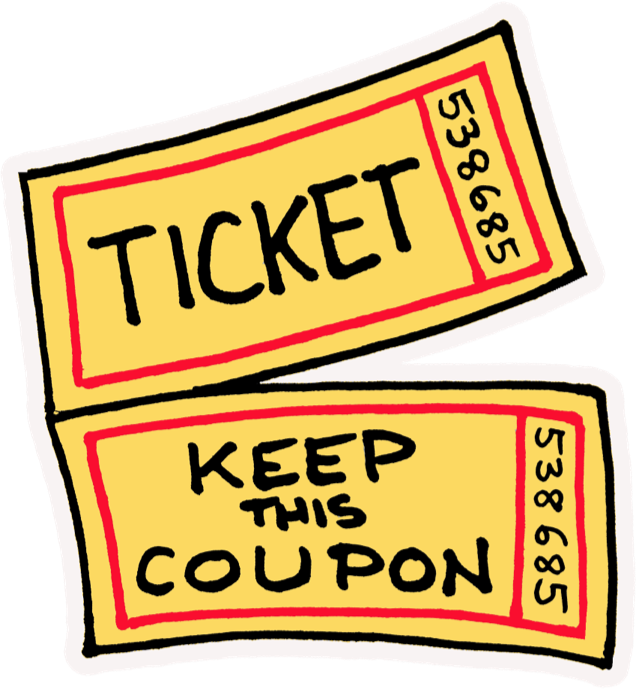 An illustration of a ticket and coupon