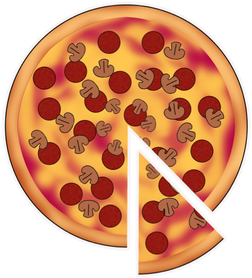 An illustration of a mushroom and pepperoni pizza