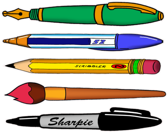 An illustration of various drawing tools