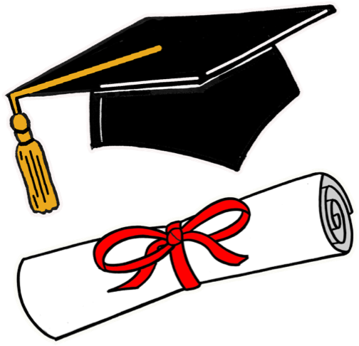 An illustration of a mortarboard and a diploma